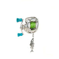 Luxury Fishing Reel Necklace Rotatable Detachable Fishing Reel Ring Exquisite Silver Men Neck Pendant Versatile Jewelry