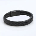 Punk Men Jewelry Black/Brown Braided Leather Bracelet Stainless Steel Magnetic Clasp Fashion Bangles Gift 18.5/22/20.5Cm
