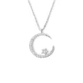 Fashion Shining Inlaid Zirconia Star Moon Pendant Necklace for Women Luxury Crystal Clavicle Chain Necklace Wedding Jewelry