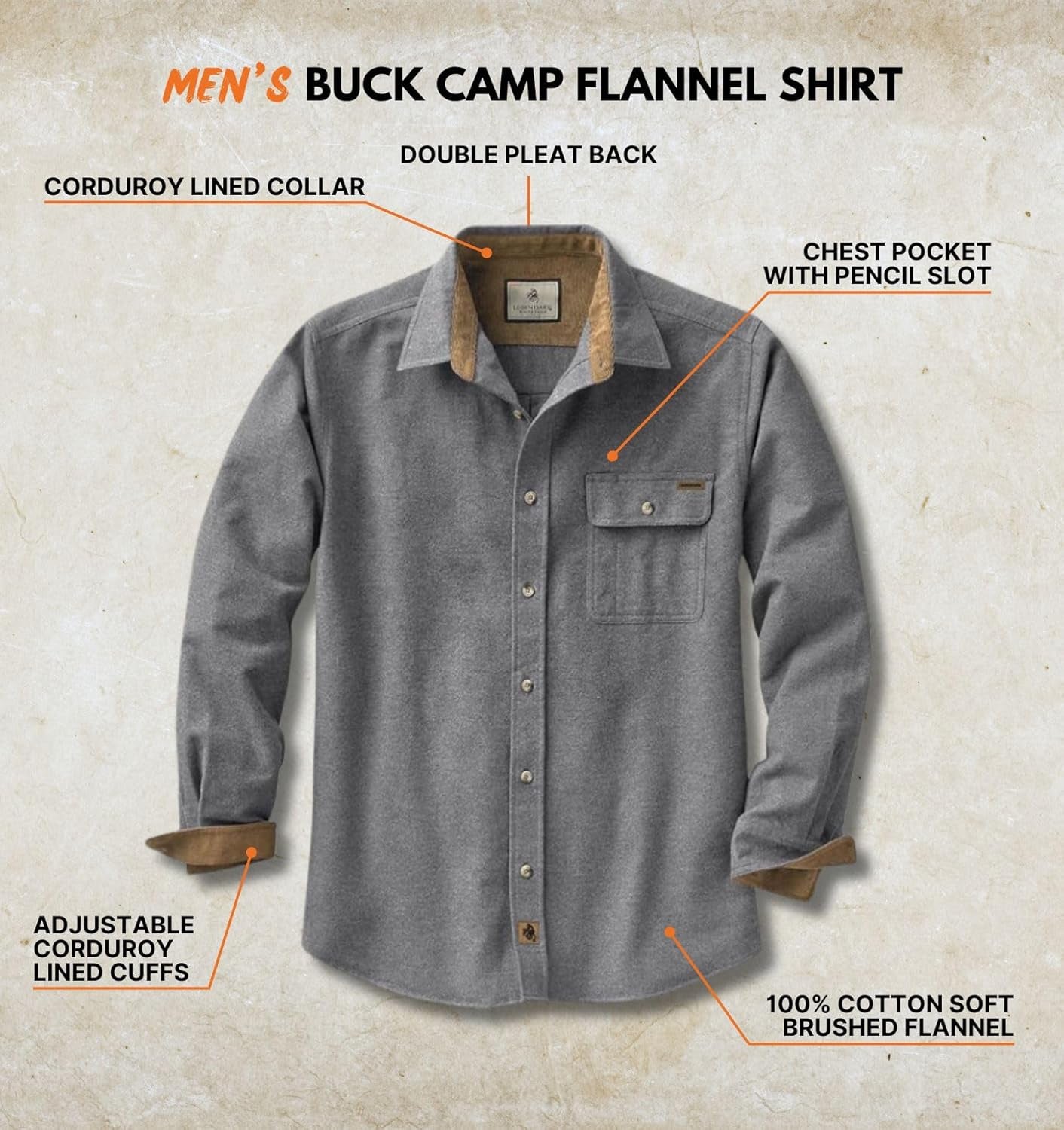 Mens Long Sleeve Button down 100% Cotton Flannel Shirt